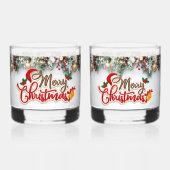 Vrolijk Kerstmis Versierd Drinkware Set Whisky Glas (Voorkant)
