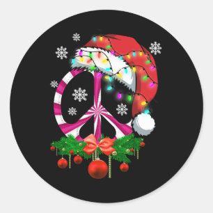 Vrolijk Kerstmis Vredesbord met Santa Hat Decor Pe Ronde Sticker