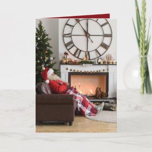 Vrolijk Kerstmis Warme Gezellige Open haard Santa Notitiekaartje