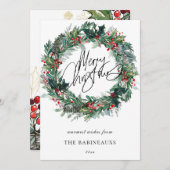 Vrolijk Kerstmis Waterverf Kerstkrans Feestdagenkaart (Voorkant / Achterkant)