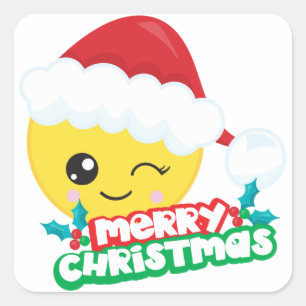 Vrolijk Kerstmis Winking Emoji Stickers