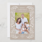 Vrolijk Kerstmis wit groen bericht foto Feestdagenkaart (Voorkant)