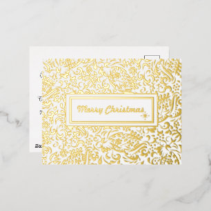 Vrolijk Kerstmis Wit Personalized.Gold. Folie Feestdagen Briefkaart