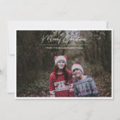 Vrolijk Kerstmis Wit Script Overlay Rand Foto Feestdagenkaart (Voorkant)