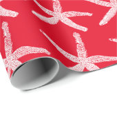 Vrolijk Kerstmis Zeester Nautisch Rood Wit Blauw Cadeaupapier (Rol Hoek)