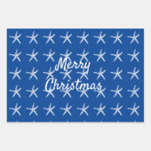 Vrolijk Kerstmis Zeester Nautische Custom Rood Gro Inpakpapier Vel (Voorkant 3)