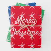 Vrolijk Kerstmis Zeester Nautische Custom Rood Gro Inpakpapier Vel (In situ)