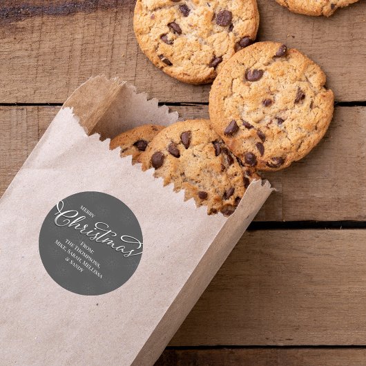 Vrolijk Kerstmis Zilver Script Winter Sneeuwvlok Ronde Sticker