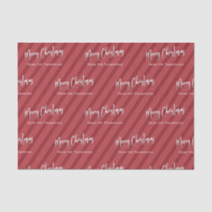 Vrolijk Kerstmis Zilveren Kalligrafie Script Rood Tissuepapier