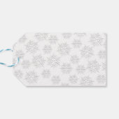 Vrolijk Kerstmis Zilveren Kalligrafie Sneeuwvlokke Cadeaulabel (Achterkant Horizontaal)