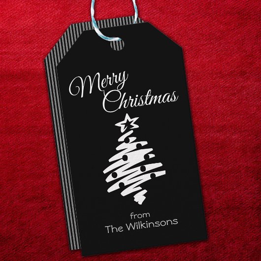 Vrolijk Kerstmis Zwart Moderne Vakantie Cadeaulabel