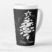 Vrolijk Kerstmis Zwart Wit Moderne Vakantie Latte Mok (Rechterhoek)