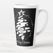 Vrolijk Kerstmis Zwart Wit Moderne Vakantie Latte Mok (Rechts)
