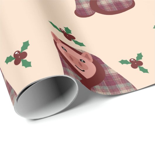 Vrolijk Kerstmis Zwijnen in Dekens Verpakking Cadeaupapier (Rol Hoek)
