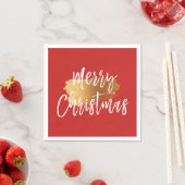 Vrolijk Kerstmishandgeschreven script met goud Servetten (Insitu)