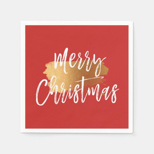 Vrolijk Kerstmishandgeschreven script met goud Servetten (Voorkant)