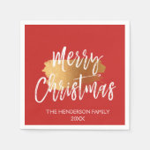 Vrolijk Kerstmishandgeschreven script met goud Servetten (Voorkant)