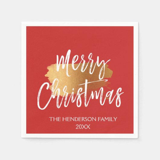 Vrolijk Kerstmishandgeschreven script met goud Servetten (Voorkant)