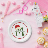 Vrolijk Kerstmismonogram 7"Rond Document Bord (Feest)