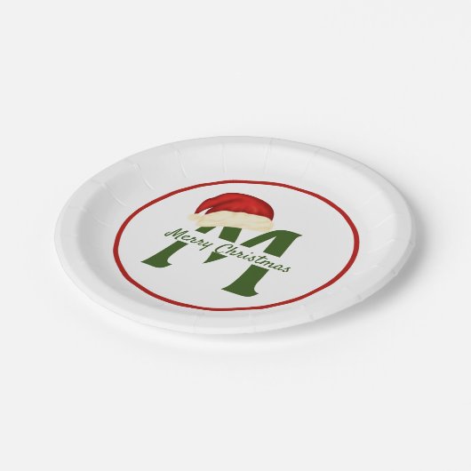 Vrolijk Kerstmismonogram 7"Rond Document Bord (Gekanteld)