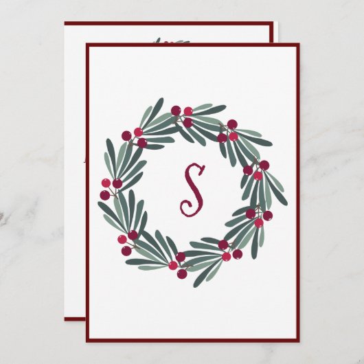 Vrolijk kerstmonogram met grote feestdag feestdagenkaart (Voorkant / Achterkant)