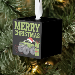 Vrolijk Kerstmonster Vrachtwagen Peuter Jongens Ke Kubus Ornament