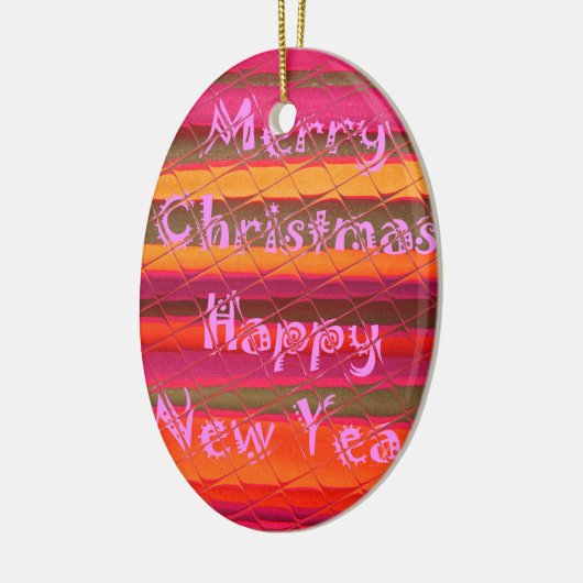 Vrolijk kerstmooi nieuwjaarskleurenontwerp keramisch ornament (Links)