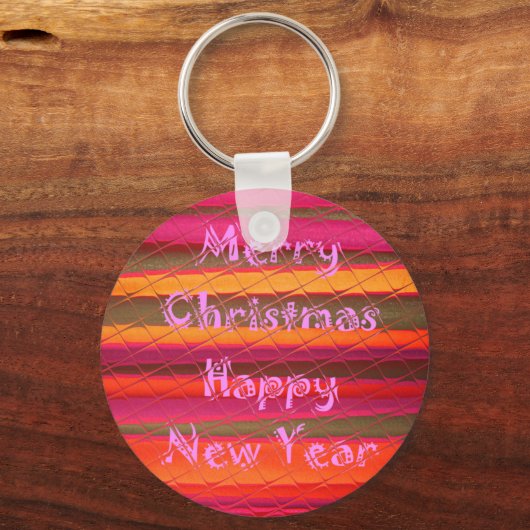 Vrolijk kerstmooi nieuwjaarskleurenontwerp sleutelhanger (Voorkant)