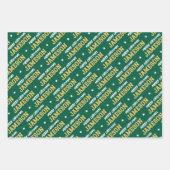 Vrolijk Kerstnaam Monogram Groen Goud Tieners Inpakpapier Vel (Voorkant)