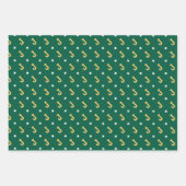 Vrolijk Kerstnaam Monogram Groen Goud Tieners Inpakpapier Vel (Voorkant 3)