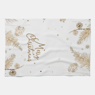 Vrolijk kerstneutraal Gold Design Kitchen Towel Theedoek