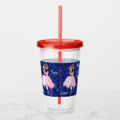 Vrolijk Kerstnotenkraker Ballerina Donker Haar Acryl Drinkbeker (Rechts)