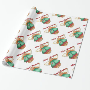 Vrolijk kerstontbijtkoek engel-omslagpapier cadeaupapier