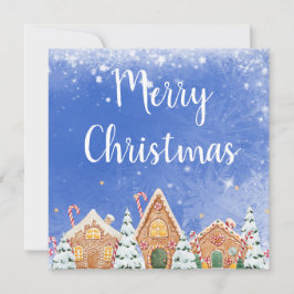 Vrolijk kerstontbijtkoek huis met snoepstokken kaart