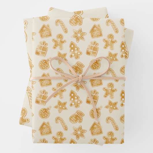 Vrolijk kerstontbijtkoekjes inpakpapier vel (In situ)