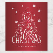 Vrolijk kerstontwerp, handbelettering. wijn etiket (Enkel label)