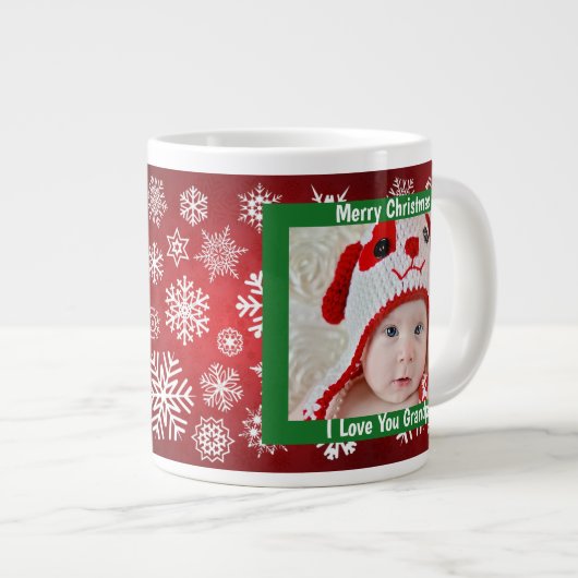 Vrolijk kerstopa, rood en wit, aangepaste foto extra grote mok (Voorkant rechts)