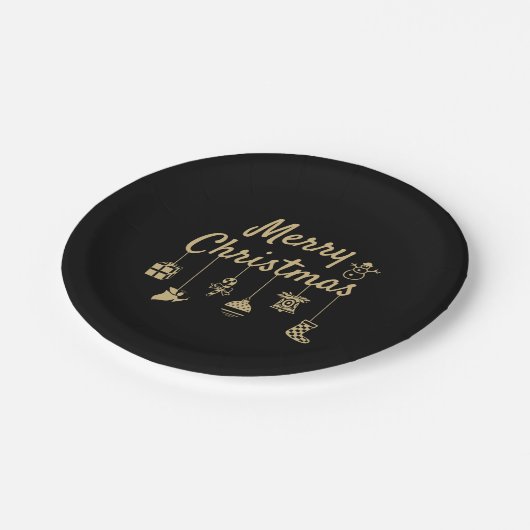 Vrolijk kerstOrnament goud Papieren Bordje (Gekanteld)