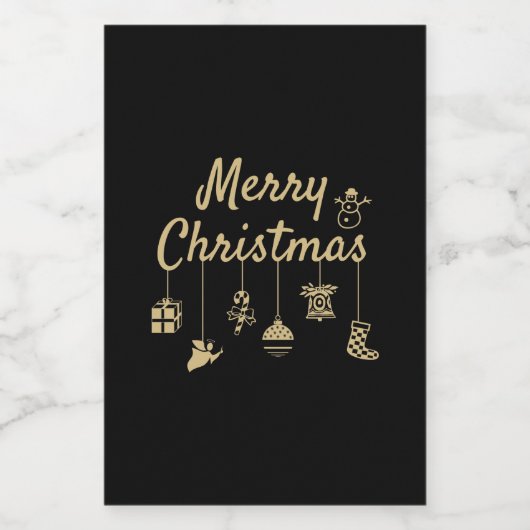 Vrolijk kerstOrnament goud Voedselcontainer Etiket (Enkel label)