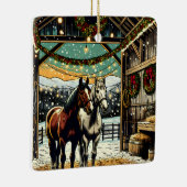 Vrolijk kerstpaard Cartoon Keramisch Ornament (Rechts)