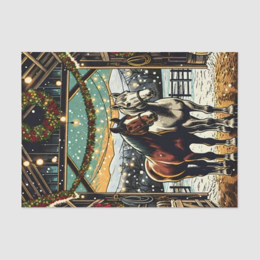 Vrolijk kerstpaard Cartoon Tissuepapier (Voorkant)