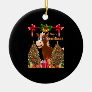 Vrolijk kerstpaard keramisch ornament