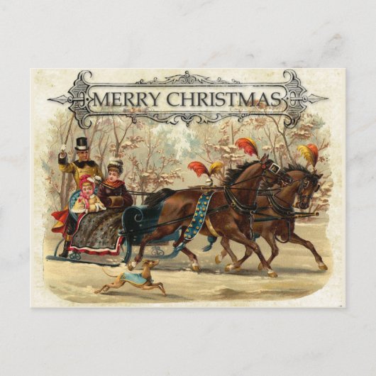 Vrolijk Kerstpaard Sleigh Ride Feestdagenkaart (Voorkant)