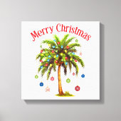 Vrolijk kerstpalmboom licht Hawaïaans tropisch Canvas Afdruk (Voorkant)