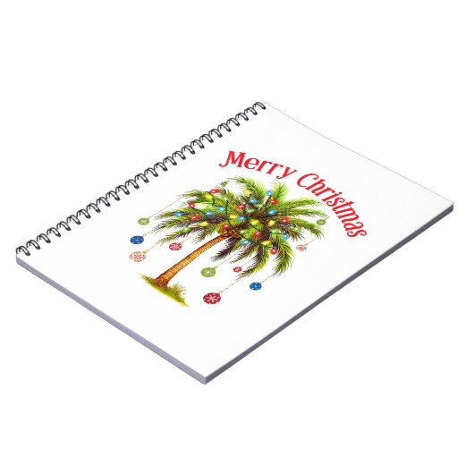 Vrolijk kerstpalmboom licht Hawaïaans tropisch Notitieboek (Linkerzijde)