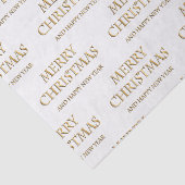 Vrolijk kerstpapier in goud en wit tissuepapier (Detail)