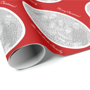 Vrolijk kerstpapier met aangepaste foto. cadeaupapier