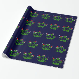 Vrolijk kerstpapier met kikkers cadeaupapier
