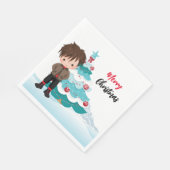 Vrolijk kerstpapier servet (Hoek)