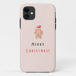 Vrolijk kerstpastel roze ontbijtkoek iPhone 11 hoesje